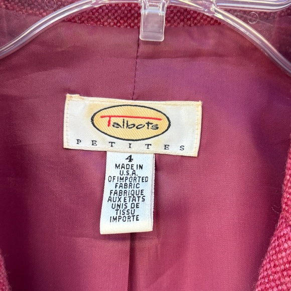 Talbots Raspberry Wool-Blend Notch Lapel Blazer - Picture 2 of 5
